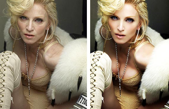 Madona velha e Madona nova. A primeira não tem retrabalho de Photshop.