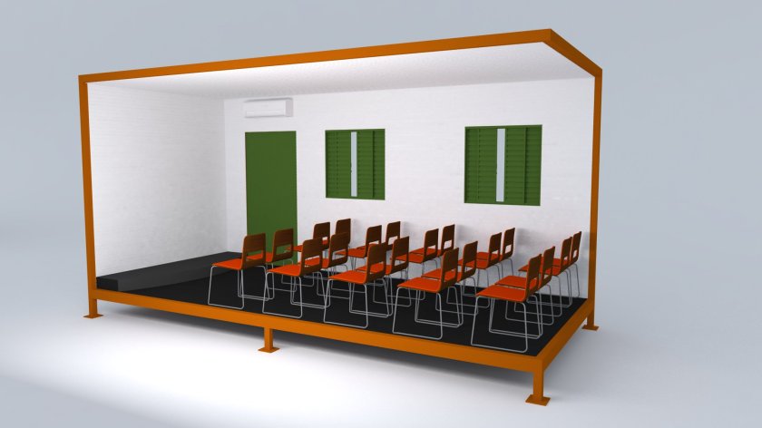 Auditório: pode ser transformado em escritório de obra ou alojamento