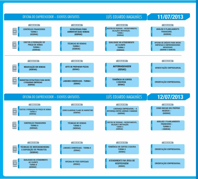 Programação completa dos mini-cursos e oficinas temáticas