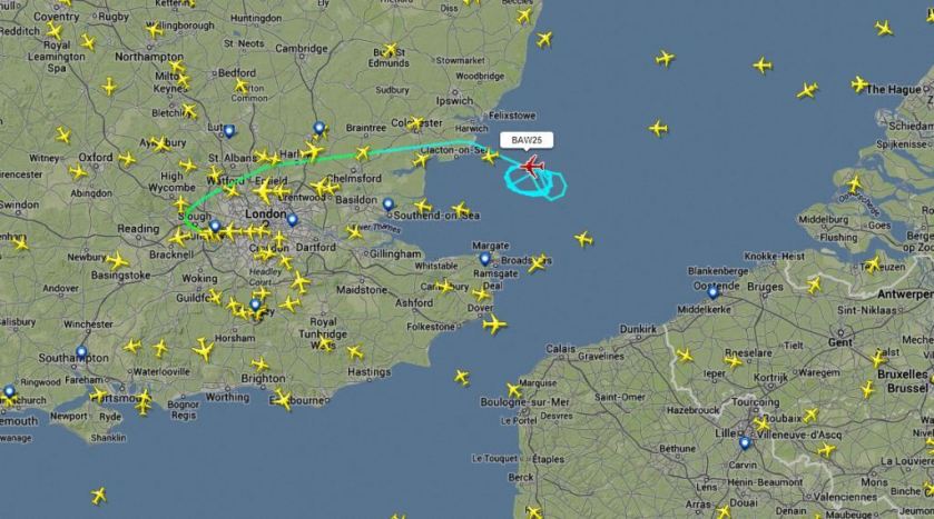 Veja a continuidade dessa operação em http://www.flightradar24.com/BAW25