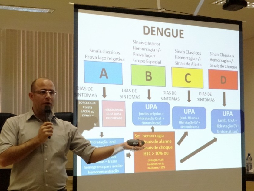 O médico regulador, Thiago Maia, explicou sobre as novas classificações da Dengue, baseado no Protocolo Municipal.