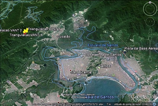 A base dos drones e a distância para a base aérea, onde o Citation Excel deveria pousar 