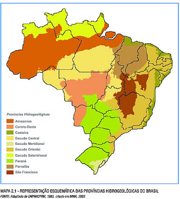 Em marrom, o Urucuia, sob o solo de Bahia, Tocantins, Piauí, Minas e Goiás.