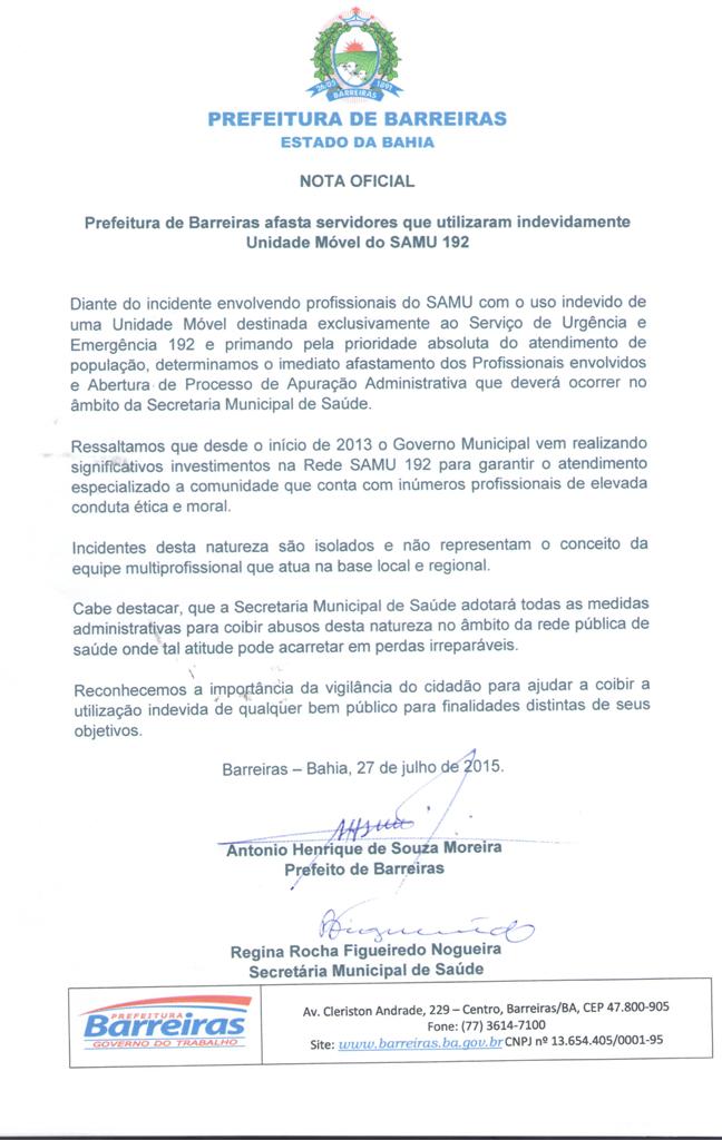 NOTA OFICIAL SAMU 192-ok