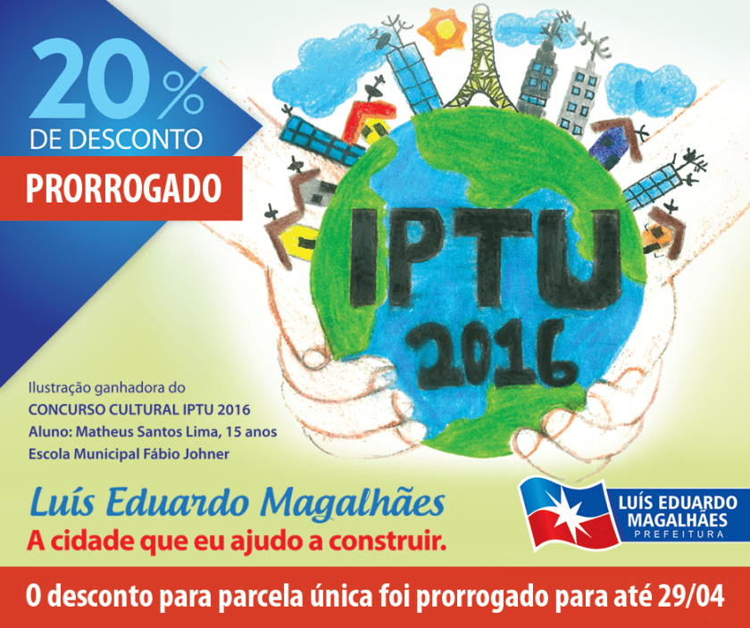 Prazo para pagamento com desconto de 20% do IPTU é prorrogado até 29 de abril