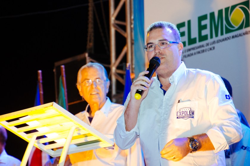 O prefeito Humberto Santa Cruz e o Secretário Werther Brandão durante a abertura da quarta Expolem 