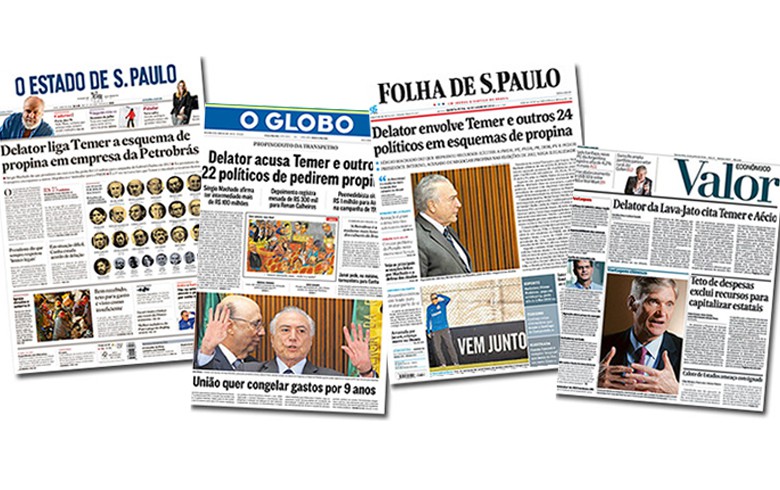 A grande imprensa que forçou o impeachment de Dilma agora mancheteia denuncias contra TEMER