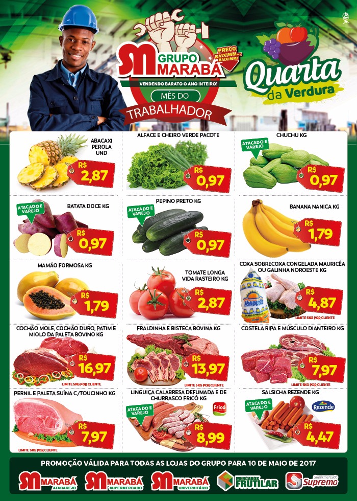 Hoje tem promoção de verduras e legumes na rede de supermercados Marabá